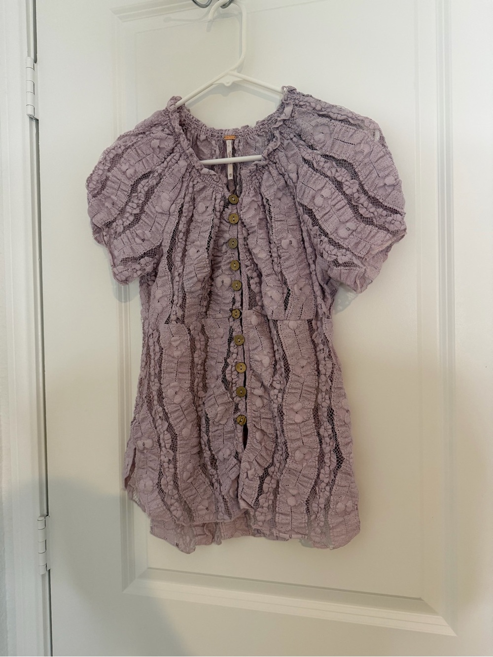 Free People Lilac Ruffled Button-Front Blouse